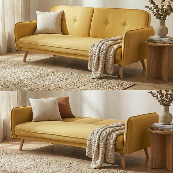Schlafsofa Couch Klappsofa Gästebett Bettsofa Schlaffunktion 185cm gelb