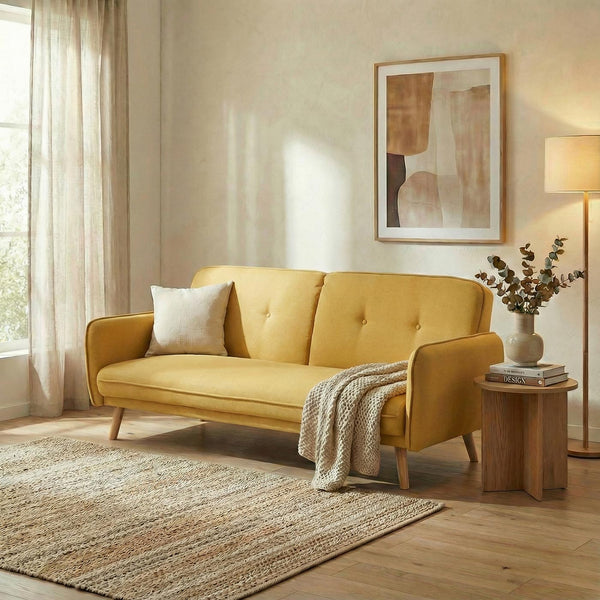 Schlafsofa Couch Klappsofa Gästebett Bettsofa Schlaffunktion 185cm gelb