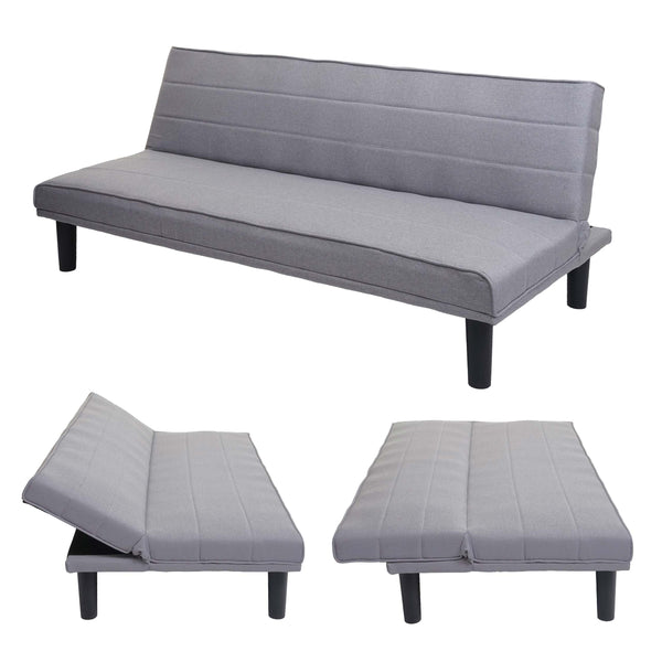 Schlafsofa Couch Klappsofa Gästebett Bettsofa Schlaffunktion 165cm grau