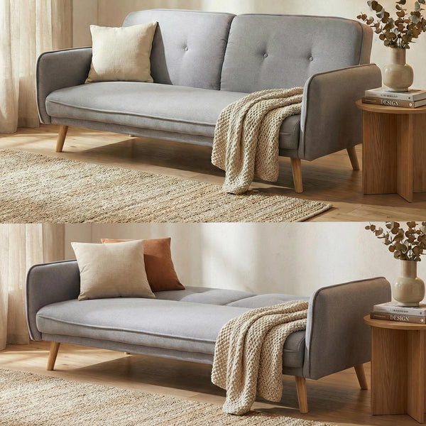 Schlafsofa Couch Klappsofa Gästebett Bettsofa Schlaffunktion 185cm grau