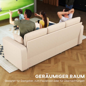 Schlafsofa L-Form mit Bettfunktion und Stauraum beige