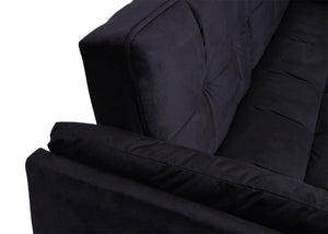 Schlafsofa mit Ottomane Couch Gästebett Schlaffunktion 218x175cm Samt schwarz