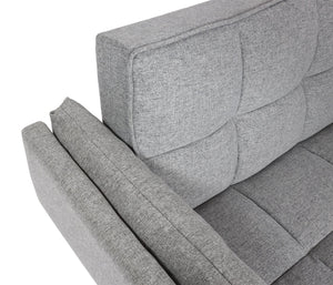 Schlafsofa mit Ottomane Couch Gästebett Schlaffunktion 218x175cm Stoff hellgrau
