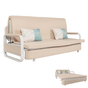 Schlafsofa Schlafcouch Sofa Bettkasten Liegefläche 190x185cm Stoff beige