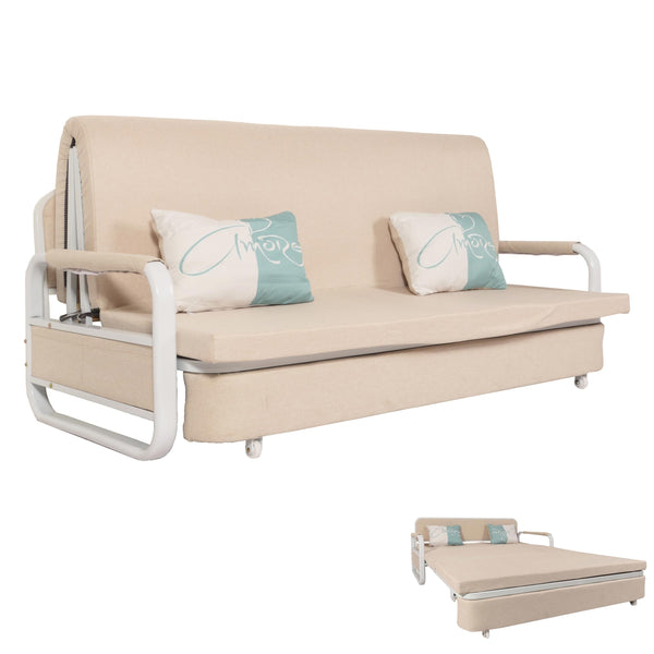 Schlafsofa Schlafcouch Sofa Bettkasten Liegefläche 190x185cm Stoff beige