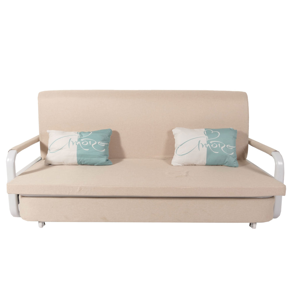 Schlafsofa Schlafcouch Sofa Bettkasten Liegefläche 190x185cm Stoff beige