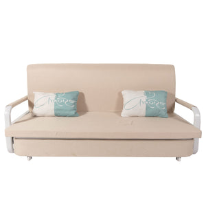 Schlafsofa Schlafcouch Sofa Bettkasten Liegefläche 190x185cm Stoff beige