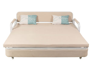 Schlafsofa Schlafcouch Sofa Bettkasten Liegefläche 190x185cm Stoff beige