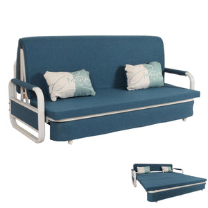 Schlafsofa Schlafcouch Sofa Bettkasten Liegefläche 190x185cm Stoff dunkelblau