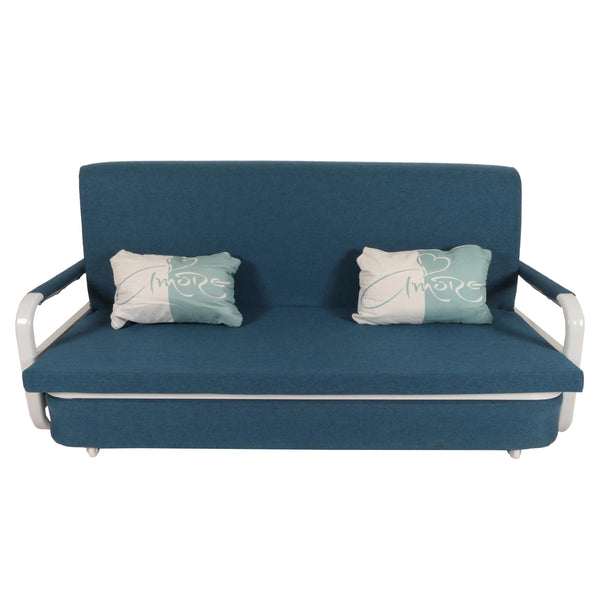 Schlafsofa Schlafcouch Sofa Bettkasten Liegefläche 190x185cm Stoff dunkelblau