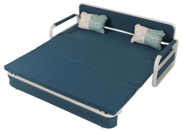 Schlafsofa Schlafcouch Sofa Bettkasten Liegefläche 190x185cm Stoff dunkelblau