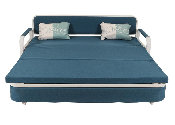 Schlafsofa Schlafcouch Sofa Bettkasten Liegefläche 190x185cm Stoff dunkelblau
