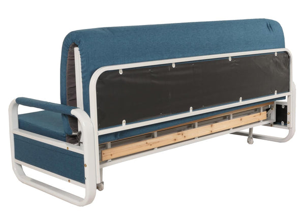 Schlafsofa Schlafcouch Sofa Bettkasten Liegefläche 190x185cm Stoff dunkelblau