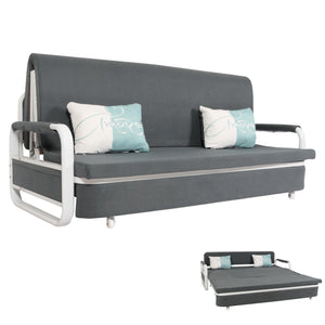 Schlafsofa Schlafcouch Sofa Bettkasten Liegefläche 190x185cm Stoff dunkelgrau