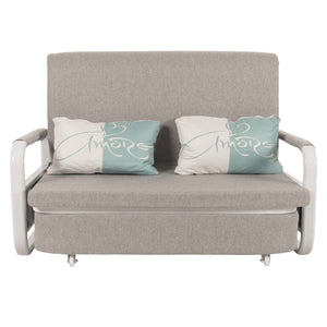 Schlafsofa Schlafcouch Sofa Bettkasten Liegefläche 130x185cm Stoff hellgrau