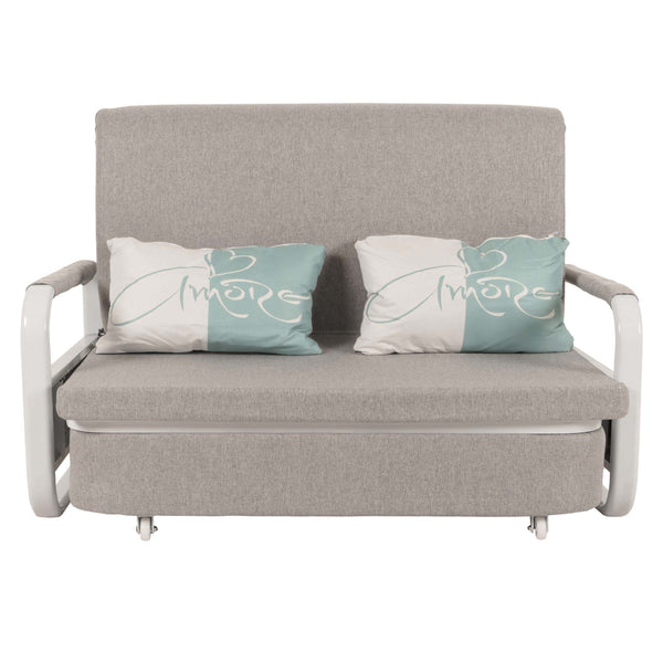 Schlafsofa Schlafcouch Sofa Bettkasten Liegefläche 130x185cm Stoff hellgrau
