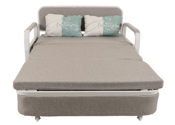 Schlafsofa Schlafcouch Sofa Bettkasten Liegefläche 130x185cm Stoff hellgrau