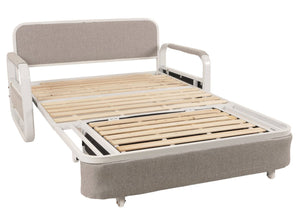 Schlafsofa Schlafcouch Sofa Bettkasten Liegefläche 130x185cm Stoff hellgrau