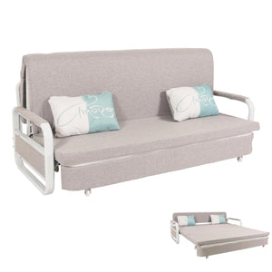 Schlafsofa Schlafcouch Sofa Bettkasten Liegefläche 190x185cm Stoff hellgrau