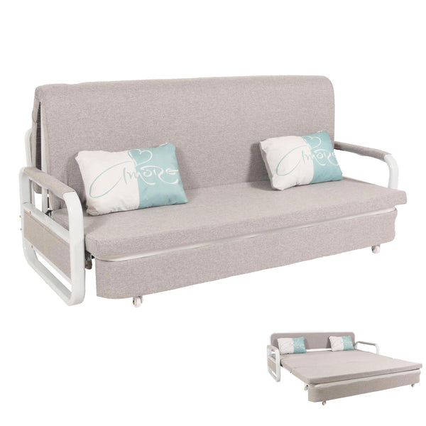 Schlafsofa Schlafcouch Sofa Bettkasten Liegefläche 190x185cm Stoff hellgrau