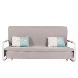 Schlafsofa Schlafcouch Sofa Bettkasten Liegefläche 190x185cm Stoff hellgrau