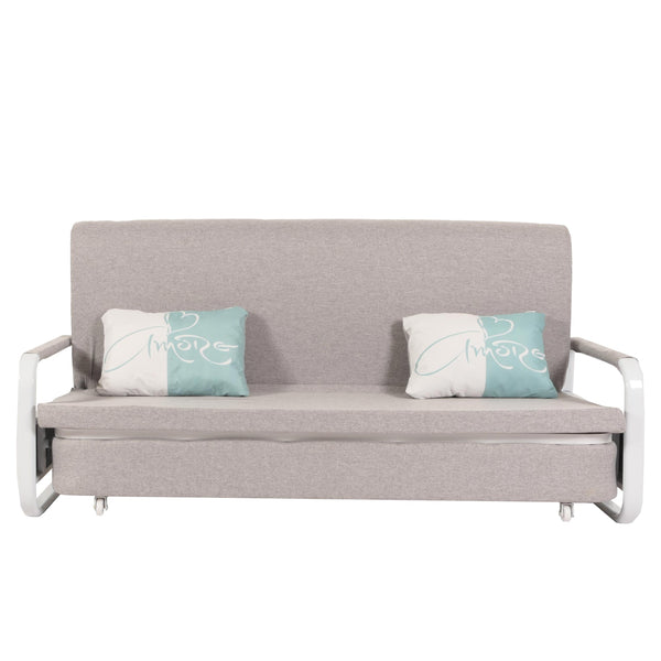 Schlafsofa Schlafcouch Sofa Bettkasten Liegefläche 190x185cm Stoff hellgrau