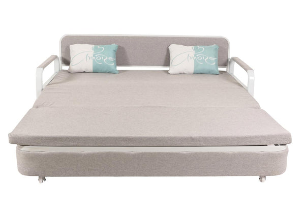 Schlafsofa Schlafcouch Sofa Bettkasten Liegefläche 190x185cm Stoff hellgrau