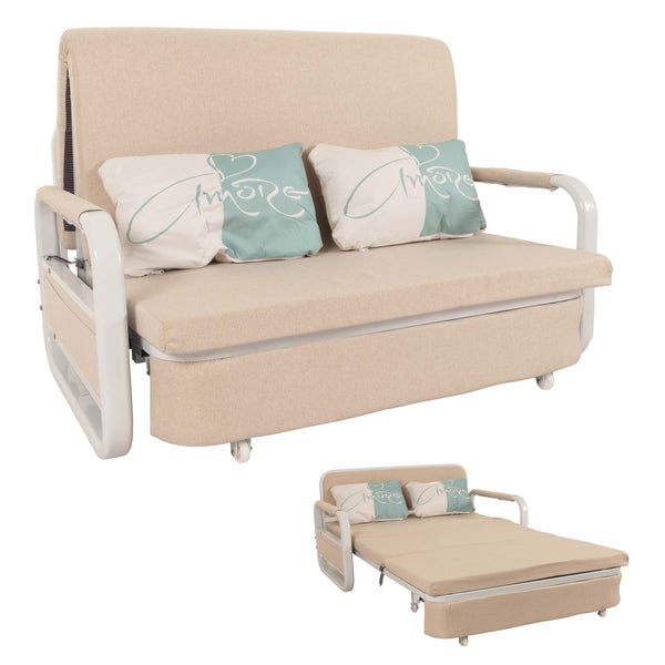 Schlafsofa Schlafcouch Couch Schlaffunktion Bettkasten 130x185cm beige