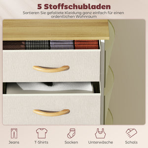 Schlafzimmer Kommode mit 5 Schubladen und Haken beige