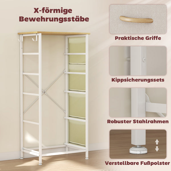 Schlafzimmer Kommode mit 5 Schubladen und Haken beige