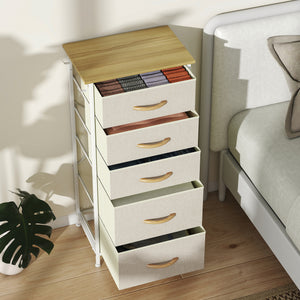 Schlafzimmer Kommode mit 5 Schubladen und Haken beige