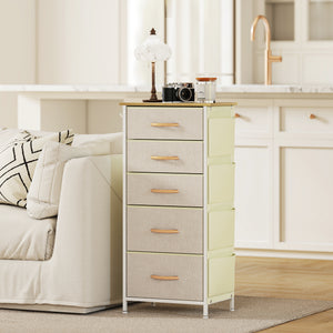 Schlafzimmer Kommode mit 5 Schubladen und Haken beige