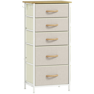 Schlafzimmer Kommode mit 5 Schubladen und Haken beige