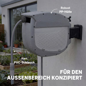Schlauchtrommel schwenkbar mit 30m Gartenschlauch und Aufrollung