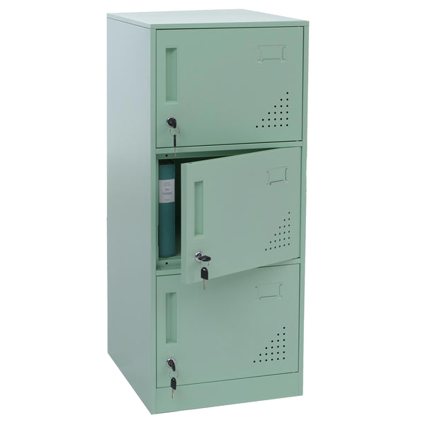 Stahl Schliessfachschrank 3 Türen mintgrün 90x38x45cm