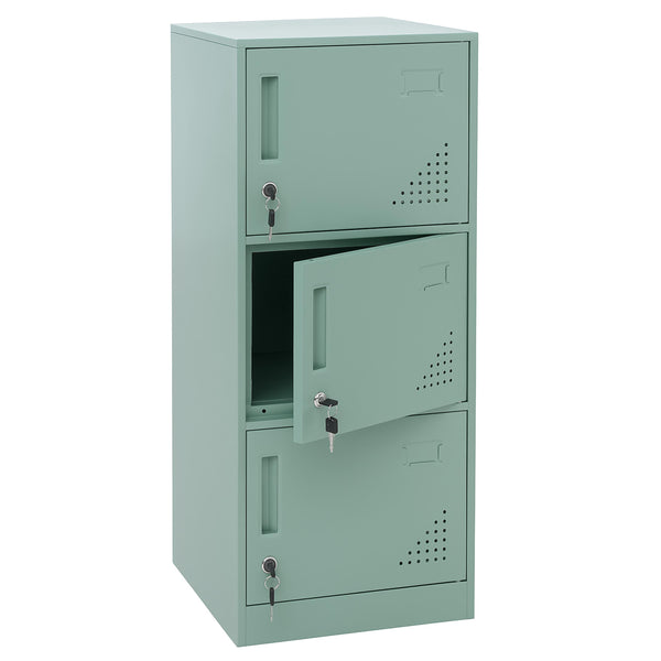 Stahl Schliessfachschrank 3 Türen mintgrün 90x38x45cm