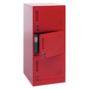 Stahl Schliessfachschrank 3 Türen rot, 90x38x45cm Spind