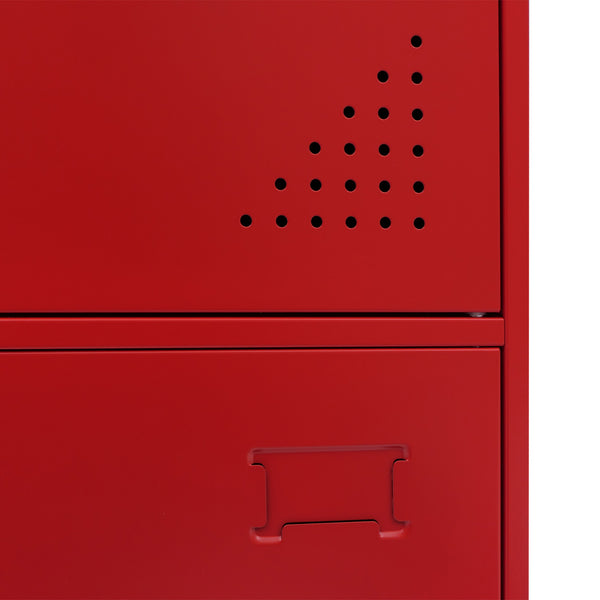 Stahl Schliessfachschrank 3 Türen rot, 90x38x45cm Spind