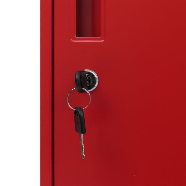 Stahl Schliessfachschrank 3 Türen rot, 90x38x45cm Spind