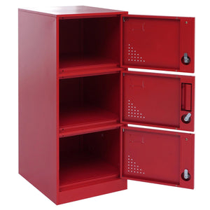 Stahl Schliessfachschrank 3 Türen rot, 90x38x45cm Spind