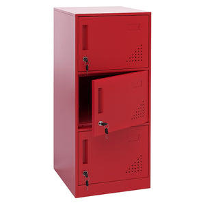 Stahl Schliessfachschrank 3 Türen rot, 90x38x45cm Spind