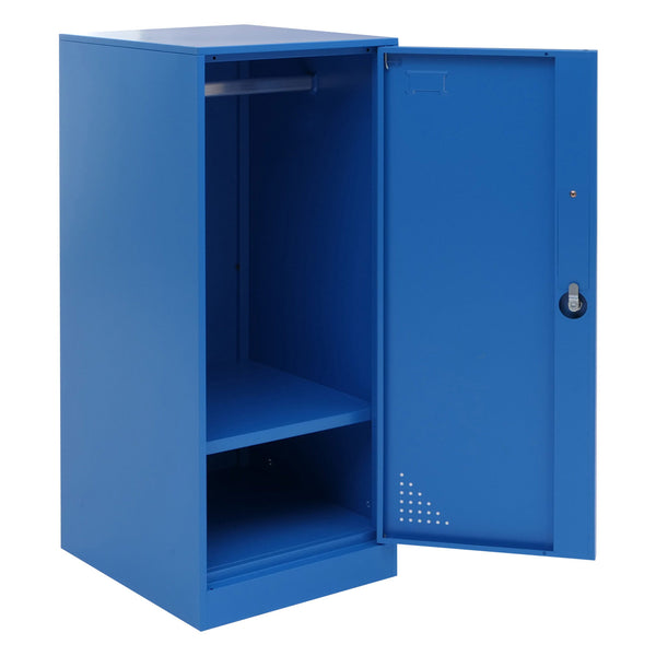 Stahl Schliessfachschrank mit Kleiderstange, blau, 90x38x45cm