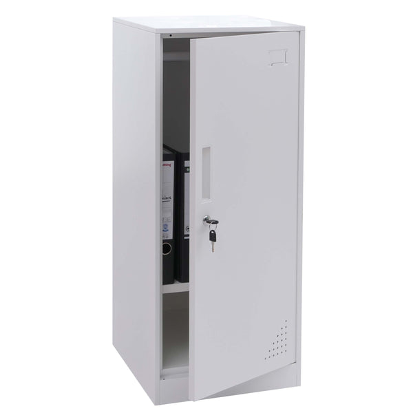 Stahltür Schliessfachschrank mit Kleiderstange, weiss, 90x38x45cm