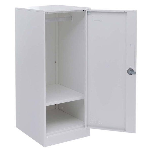 Stahltür Schliessfachschrank mit Kleiderstange, weiss, 90x38x45cm