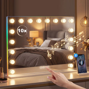 Schminkspiegel mit LED dimmbar Bluetooth Lautsprecher Vergrösserung