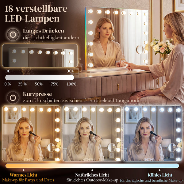 Schminkspiegel mit LED dimmbar Bluetooth Lautsprecher Vergrösserung
