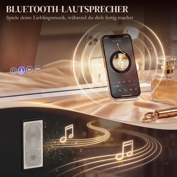 Schminkspiegel mit LED dimmbar Bluetooth Lautsprecher Vergrösserung