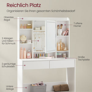 Dressing table/vanity with LED lighting and large mirror