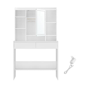 Dressing table/vanity with LED lighting and large mirror