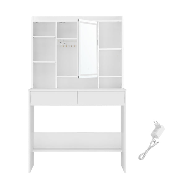 Dressing table/vanity with LED lighting and large mirror